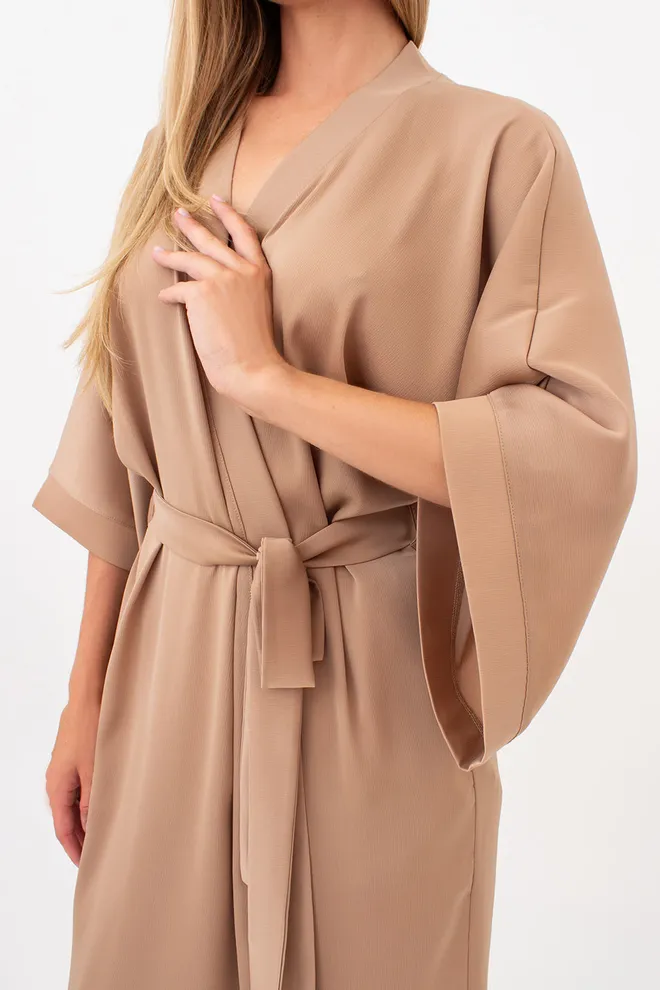 Халат з жатого шовку CREME FOLD 7205/050 Giulia (creamy beige), бежевий