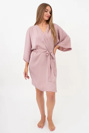 Халат из жатого шелка CREME FOLD 7205/050 Giulia (soft rose), розовый
