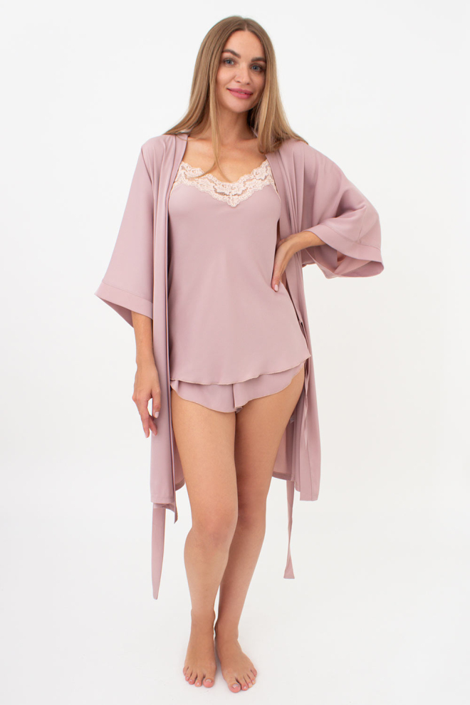 Халат з жатого шовку CREME FOLD 7205/050 Giulia (soft rose), рожевий