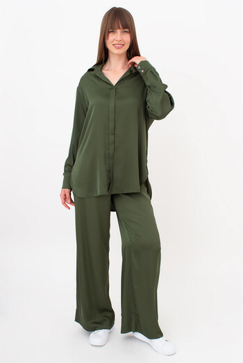 Комплект из шелка (блуза и брюки) HELENA 5901/050 Giulia (forest green), зеленый Комплект из шелка (блуза и брюки) HELENA 5901/050 Giulia (forest green), зеленый