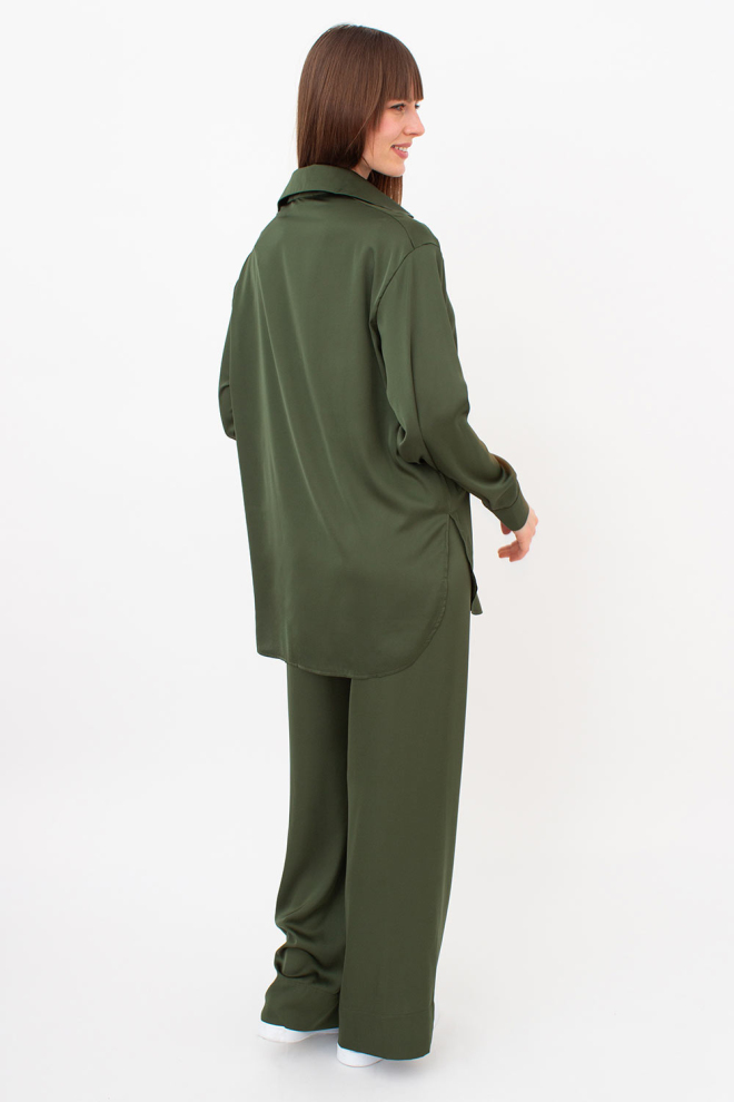 Комплект із шовку (блуза та штани) HELENA 5901/050 Giulia (forest green), зелений