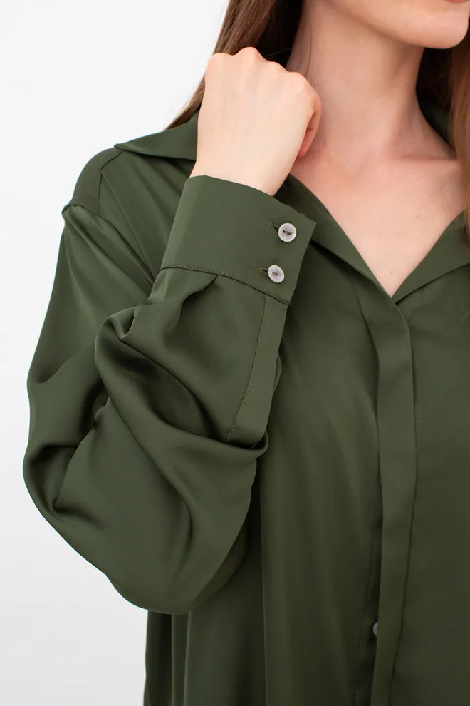 Комплект із шовку (блуза та штани) HELENA 5901/050 Giulia (forest green), зелений