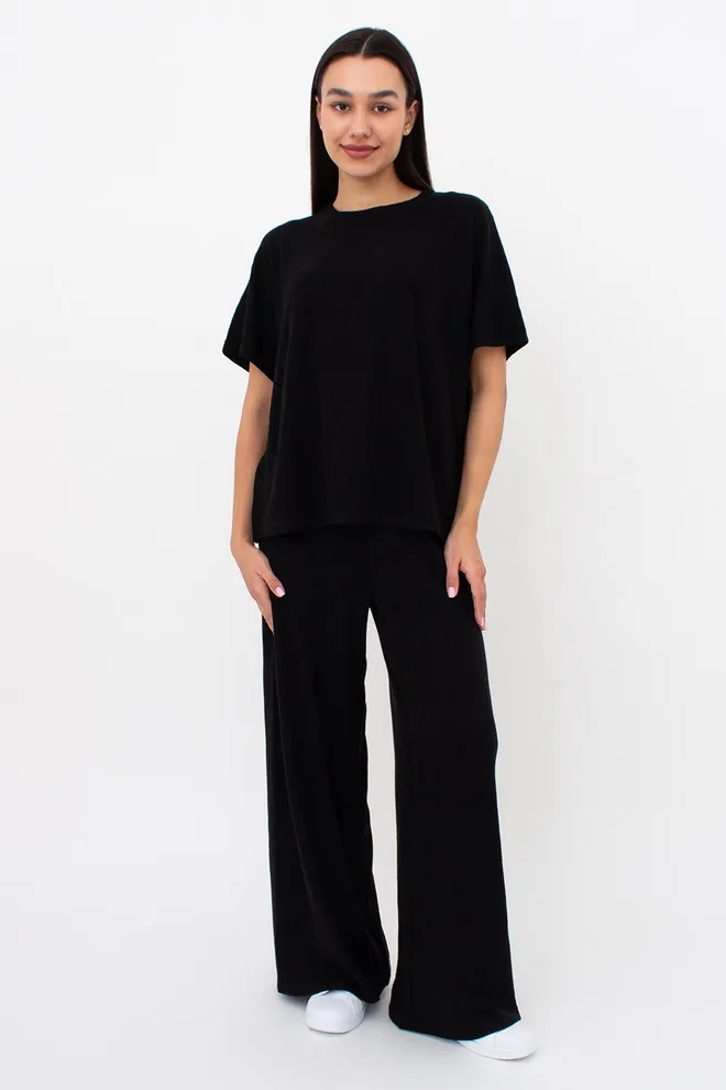 Комплект з ангори футболка та штани палаццо LIGHT ESSENCE 5122/250 Giulia (black), чорний