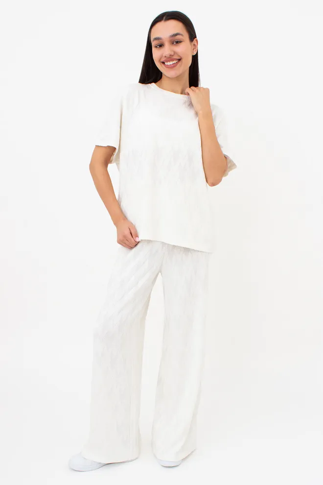 Комплект з ангори футболка та штани палаццо LIGHT ESSENCE 5122/250 Giulia (milk), білий