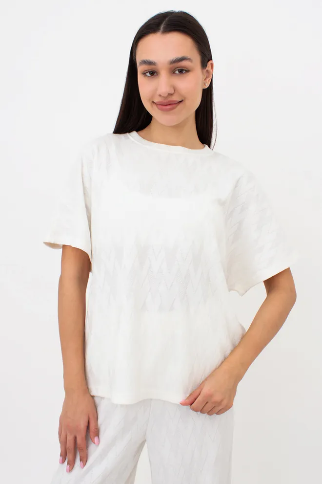 Комплект з ангори футболка та штани палаццо LIGHT ESSENCE 5122/250 Giulia (milk), білий