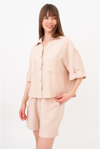 Комплект из жатого льна (рубашка и шорты) VOYAGE 6601/220 Giulia (beige), бежевый Комплект из жатого льна (рубашка и шорты) VOYAGE 6601/220 Giulia (beige), бежевый