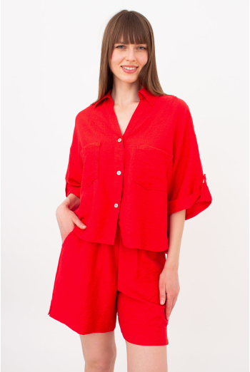 Комплект из жатого льна (рубашка и шорты) VOYAGE 6601/220 Giulia (red), красный Комплект из жатого льна (рубашка и шорты) VOYAGE 6601/220 Giulia (red), красный