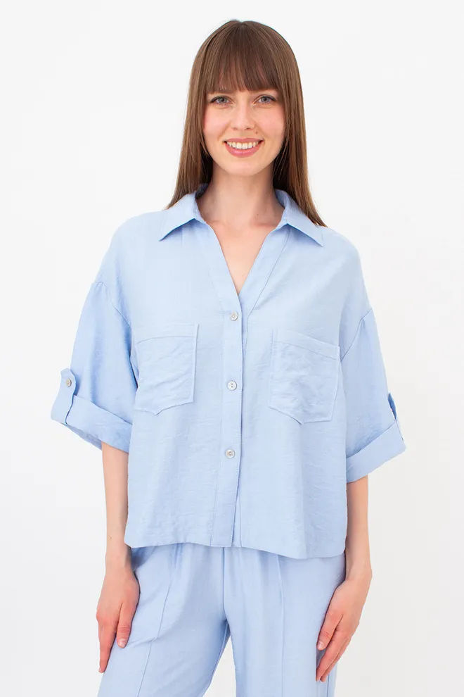 Комплект з жатого льону (сорочка та штани) VOYAGE 5401/220 Giulia (light blue), блакитний