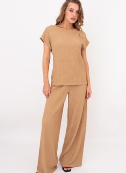 Комплект из жатой ткани (футболка и штаны) WHISPERED FOLDS 5123/260 Giulia (dark beige), бежевый