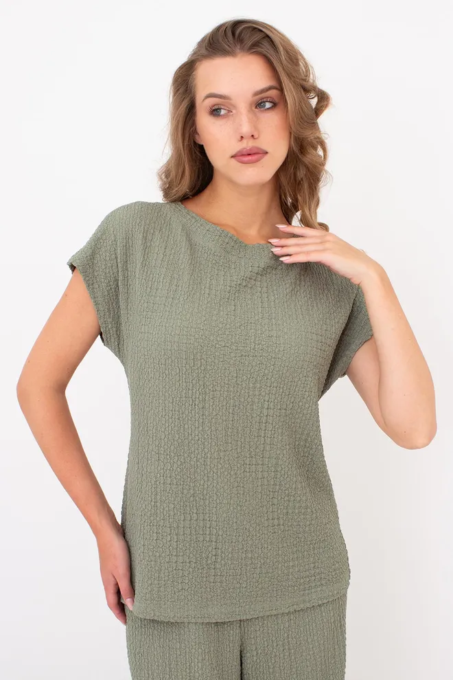 Комплект з жатої тканини (футболка та штани) WHISPERED FOLDS 5123/260 Giulia (mint green), зелений