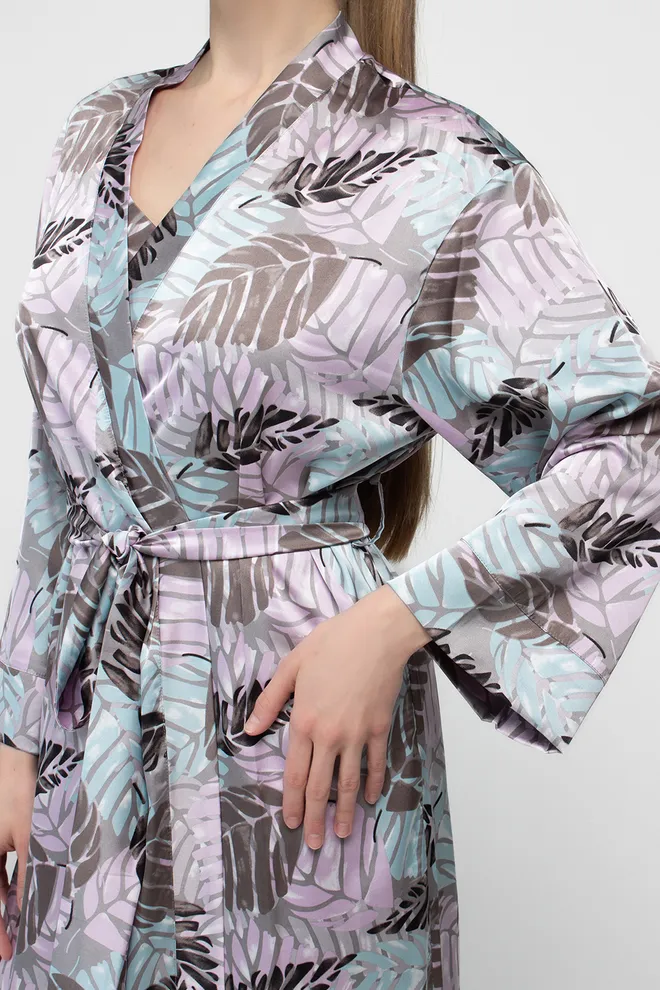Халат на запах с принтом LEAFSONG 7338/050 Giulia (mokko print), коричневый