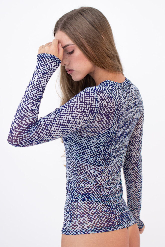 Лонгслів з сітки в піксельний принт PIXEL MESH 7001/070 Giulia (moonlight blue), блакитний