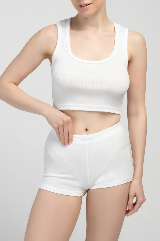 Трикотажный комплект топ и трусики MALLOW 6201/310 Giulia (milk), белый