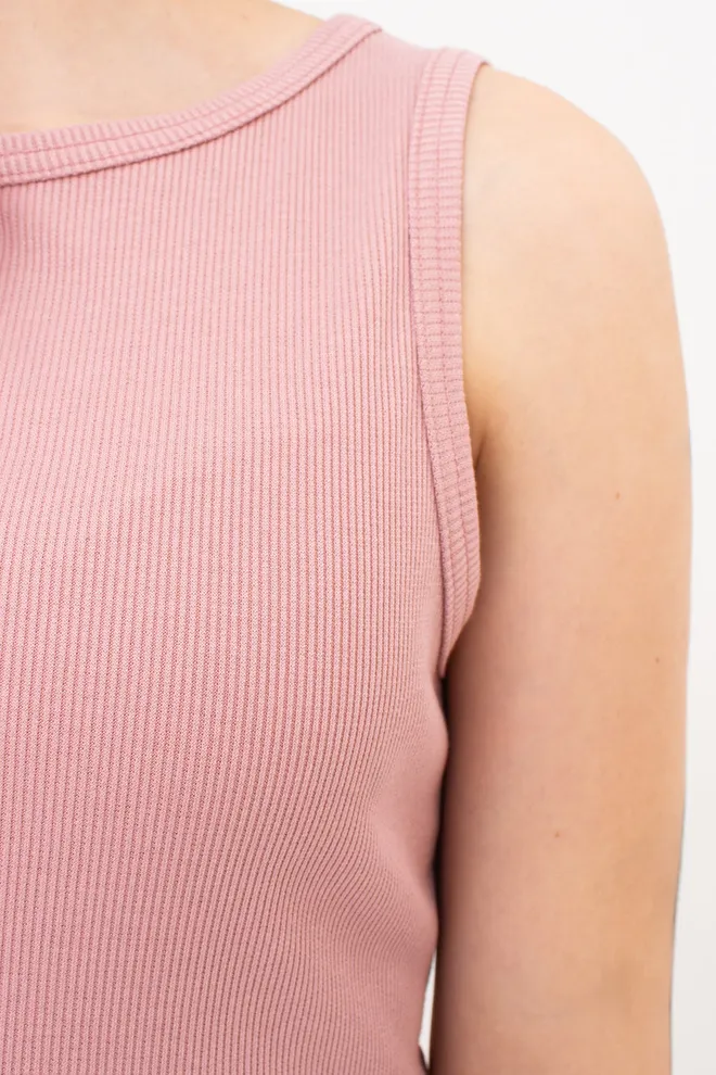 Майка жіноча в рубчик на широких бретелях RIB 3808/010 Giulia (dusty rose), рожевий