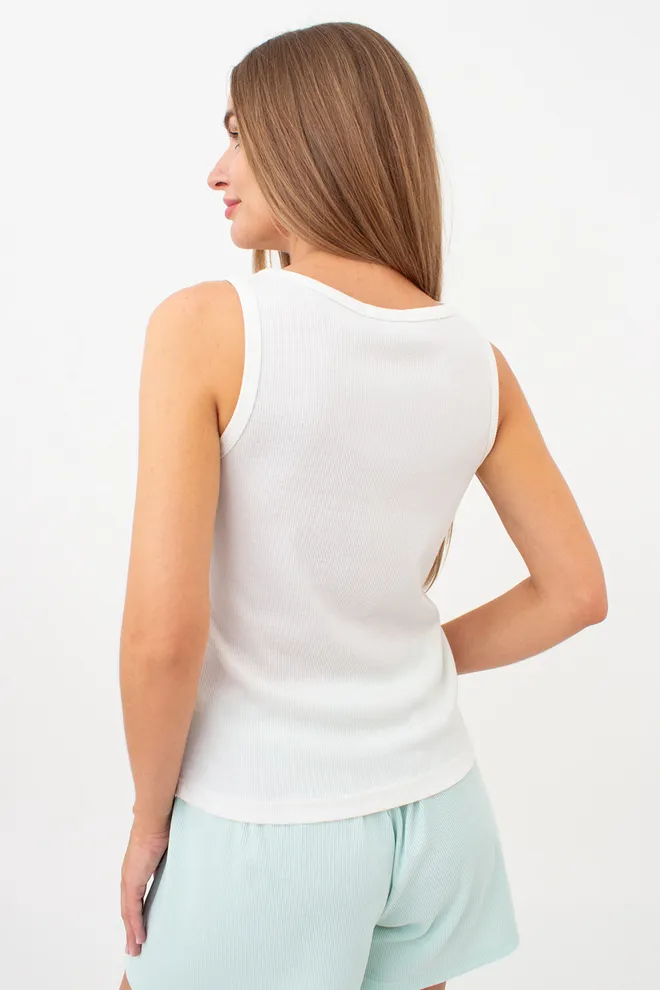 Майка жіноча в рубчик на широких бретелях RIB 3808/010 Giulia (milk), білий