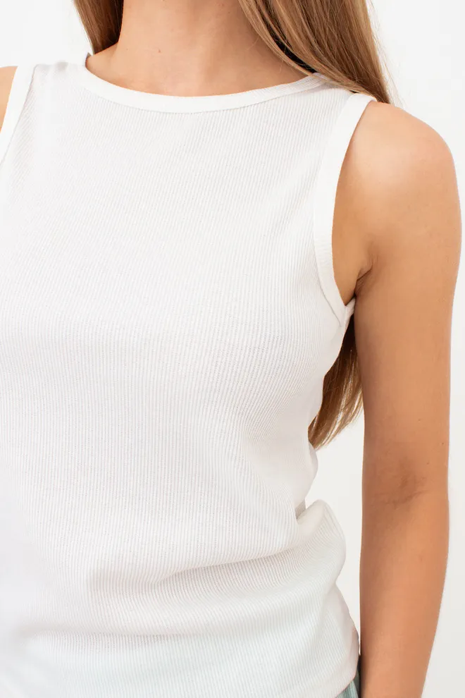 Майка жіноча в рубчик на широких бретелях RIB 3808/010 Giulia (milk), білий