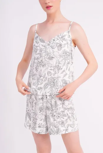 Пижама (майка и шорты) FLOSSED IN FLOWERS 6041/040 Giulia (white/black floral print), белый