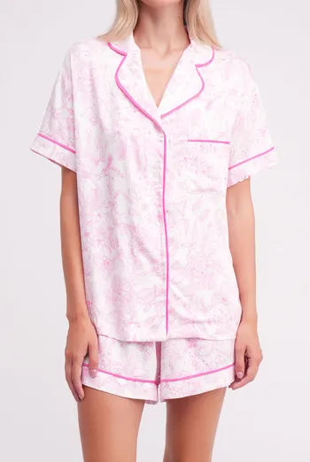 Пижама с цветочным рисунком FLOSSED IN FLOWERS 6405/040 Giulia (white/pink floral print/magenta), белый/розовый Пижама с цветочным рисунком FLOSSED IN FLOWERS 6405/040 Giulia (white/pink floral print/magenta), белый/розовый