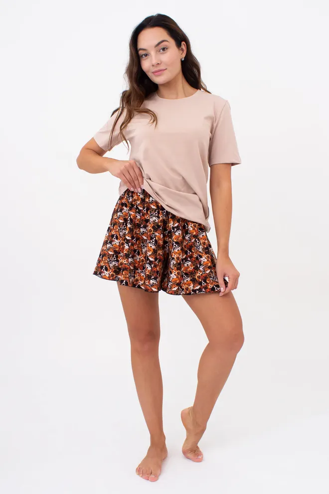 Піжама футболка та шорти з принтом собачки FUNKY DOGS 6126/010 Giulia (creamy beige/dog), бежевий