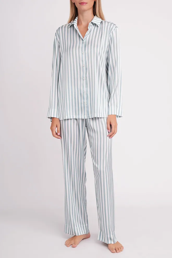 Пижама в полоску NAP QUEEN 5902/050 Giulia (white/grayish teal), белый/зеленый