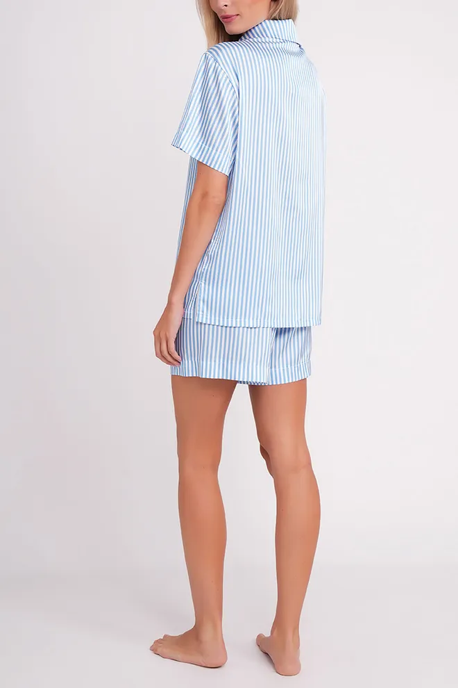 Шелковая пижама в полоску NAP QUEEN 6604/050 Giulia (white/dull blue), белый/голубой