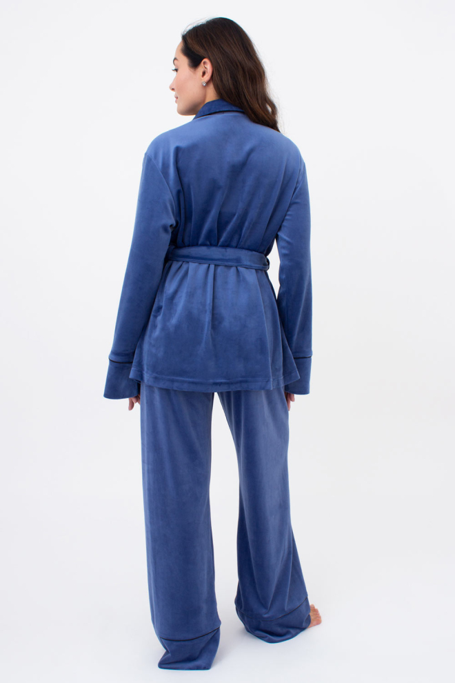 Комплект штани та кофта на ґудзиках із поясом SOFT WINTER 5509/080 Giulia (denim), синій