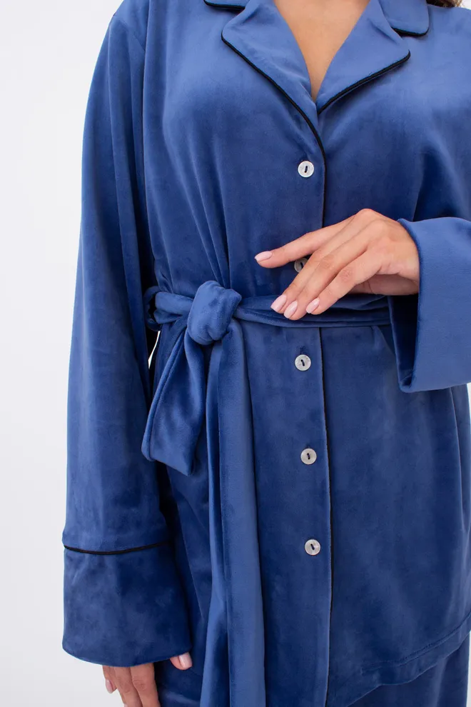 Комплект штани та кофта на ґудзиках із поясом SOFT WINTER 5509/080 Giulia (denim), синій