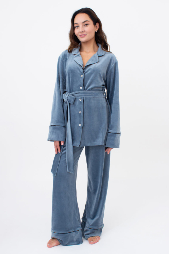 Комплект штани та кофта на ґудзиках із поясом SOFT WINTER 5509/080 Giulia (smoky blue), блакитний