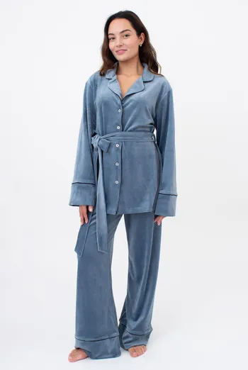 Комплект штани та кофта на ґудзиках із поясом SOFT WINTER 5509/080 Giulia (smoky blue), блакитний