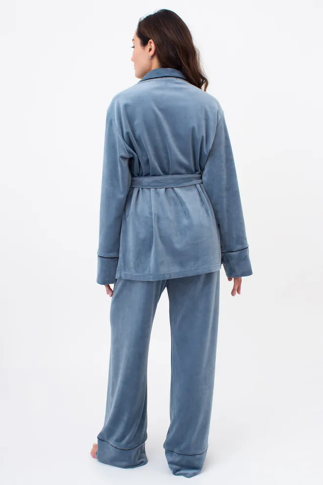 Комплект штани та кофта на ґудзиках із поясом SOFT WINTER 5509/080 Giulia (smoky blue), блакитний