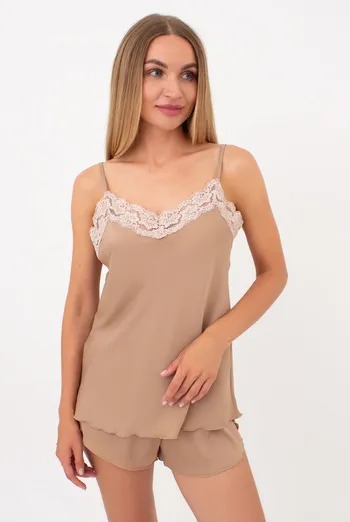 Пижама из жатого шелка CREME FOLD 6025/051 Giulia (creamy beige), бежевый Пижама из жатого шелка CREME FOLD 6025/051 Giulia (creamy beige), бежевый