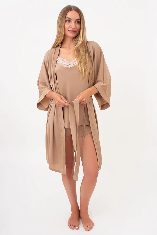 Піжама з жатого шовку CREME FOLD 6025/051 Giulia (creamy beige), бежевий