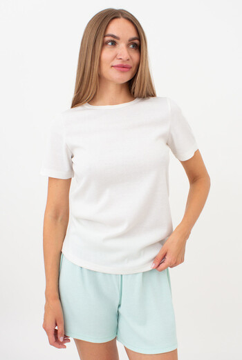Футболка женская в рубчик RIB 4804/010 Giulia (milk), белый Футболка женская в рубчик RIB 4804/010 Giulia (milk), белый