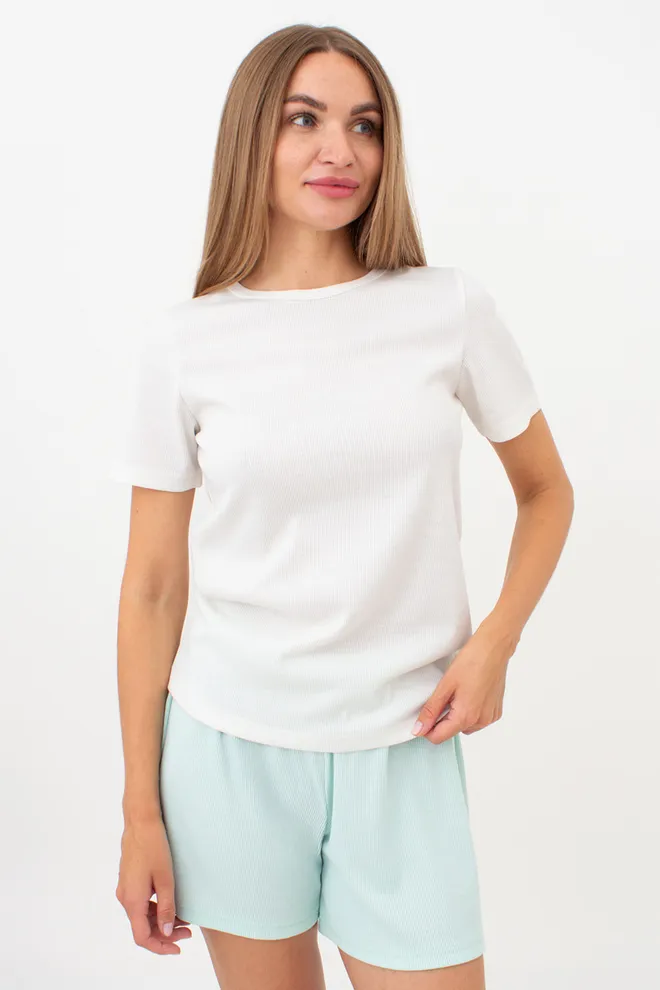 Футболка жіноча в рубчик RIB 4804/010 Giulia (milk), білий