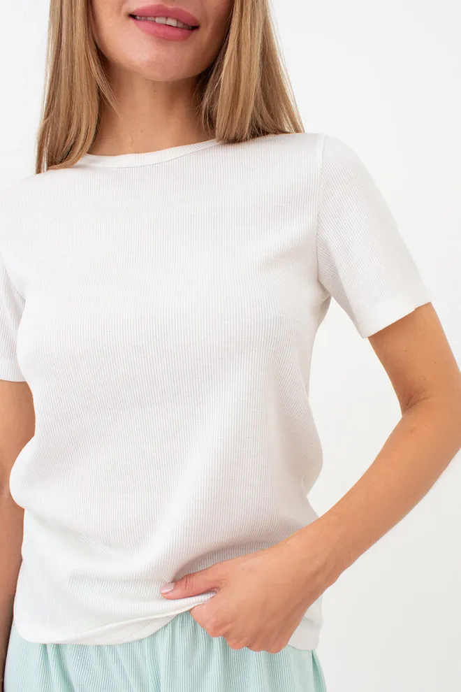 Футболка жіноча в рубчик RIB 4804/010 Giulia (milk), білий