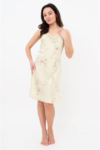 Шелковая ночная сорочка SAKURA 8011/051 Giulia (light yellow), желтый Шелковая ночная сорочка SAKURA 8011/051 Giulia (light yellow), желтый