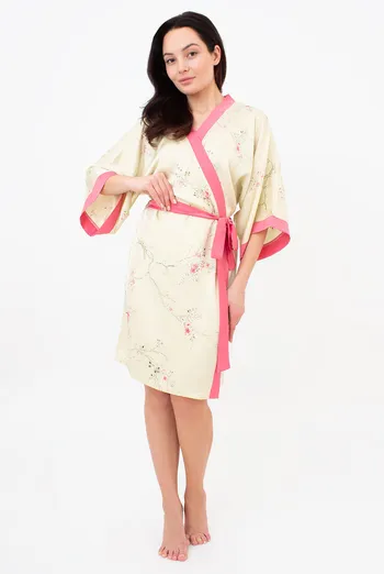 Шелковый халат SAKURA 7224/050 Giulia (light yellow), желтый