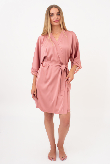 Шелковый халат женский на запа́х HELENA 7212/051 Giulia (antique rose), розовый Шелковый халат женский на запа́х HELENA 7212/051 Giulia (antique rose), розовый