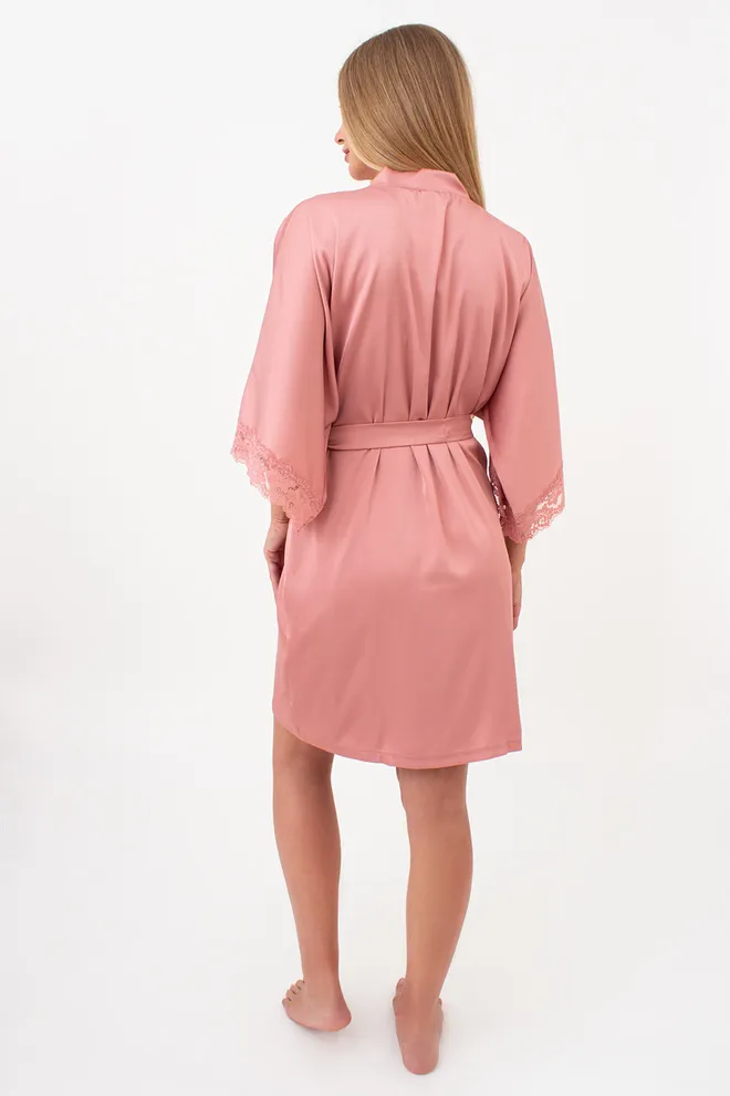 Шовковий халат жіночий на запа́х HELENA 7212/051 Giulia (antique rose), рожевий