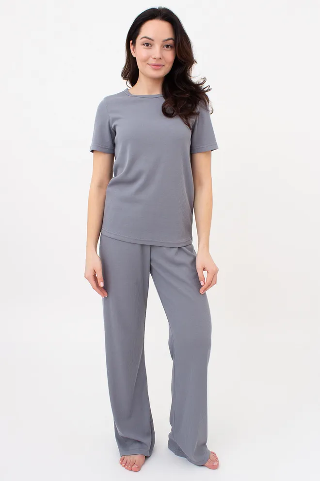 Штани жіночі в рубчик RIB 4307/010 Giulia (grey), сірий