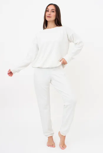 Теплий флісовий комплект світшот та штани FLEECE FLOW 5807/210 Giulia (milk), білий