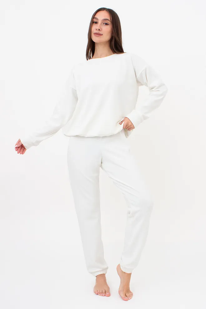 Теплий флісовий комплект світшот та штани FLEECE FLOW 5807/210 Giulia (milk), білий