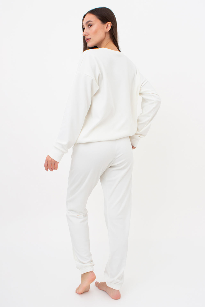 Теплий флісовий комплект світшот та штани FLEECE FLOW 5807/210 Giulia (milk), білий