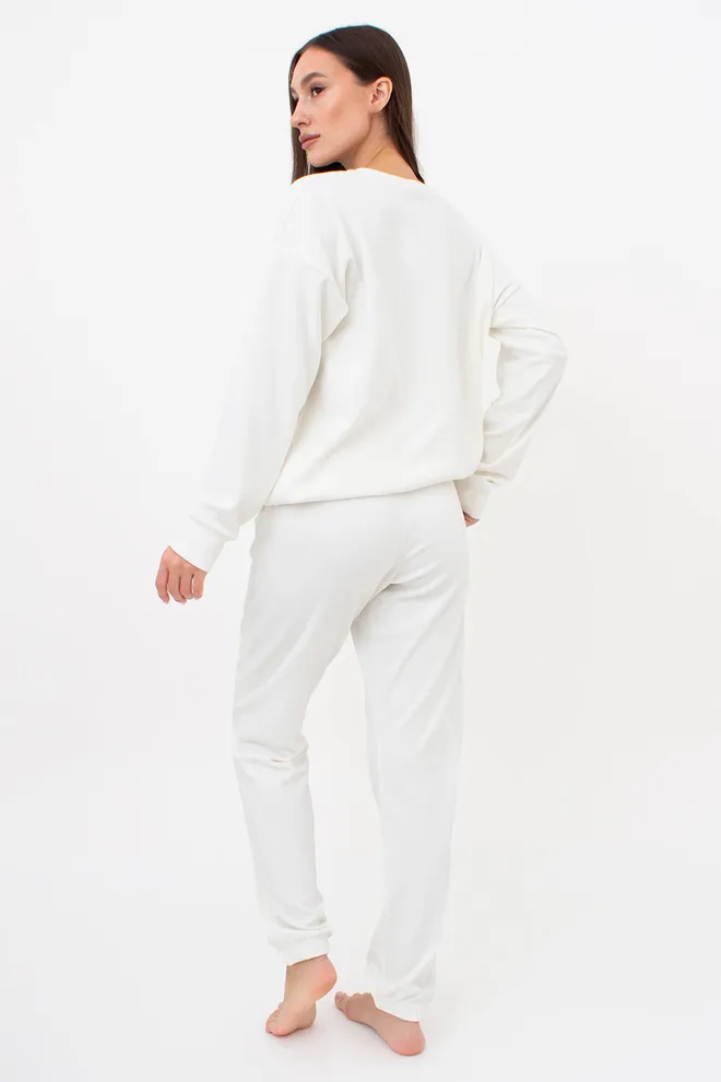Теплий флісовий комплект світшот та штани FLEECE FLOW 5807/210 Giulia (milk), білий