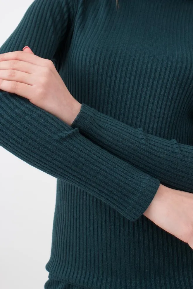 Теплая водолазка в рубчик WARMLY TOUCH 4902/150 Giulia (ocean), зеленый