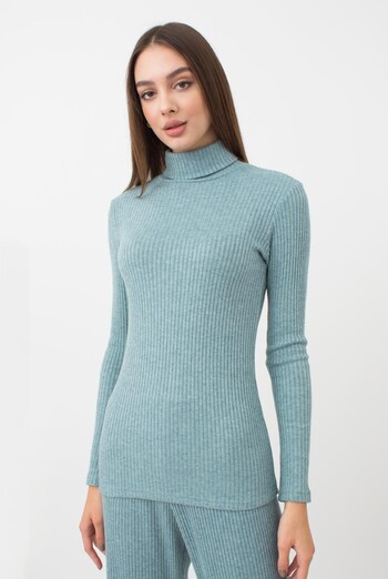 Тепла водолазка в рубчик WARMLY TOUCH 4902/150 Giulia (mint green), зелений