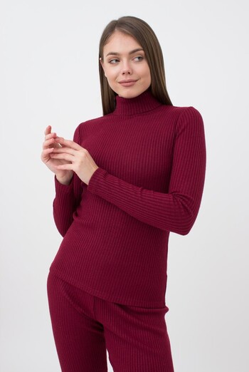 Тепла водолазка в рубчик WARMLY TOUCH 4902/150 Giulia (bordo), бордовий