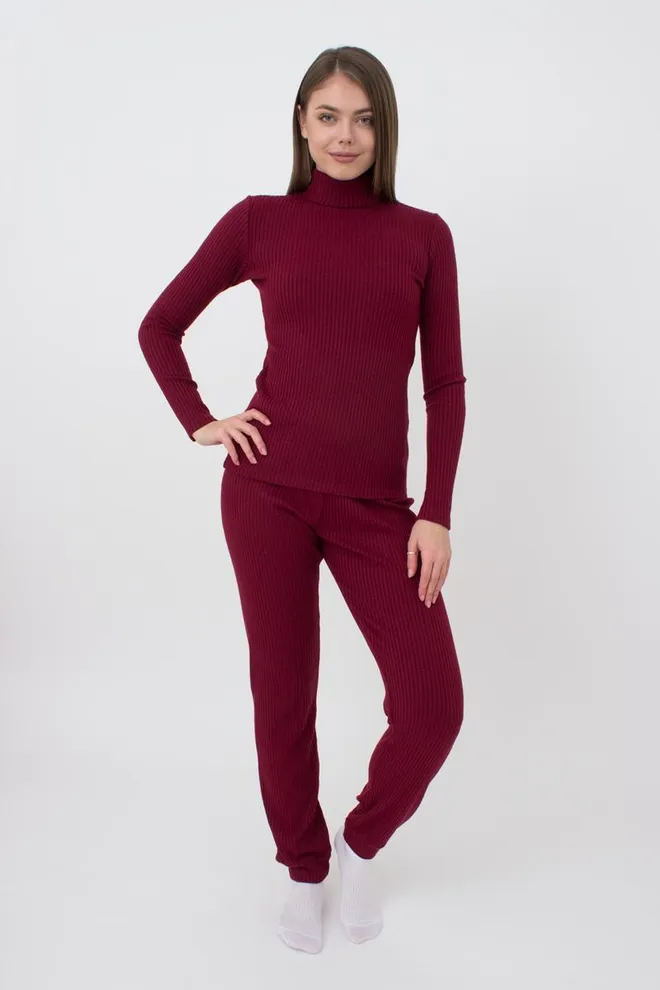 Теплая водолазка в рубчик WARMLY TOUCH 4902/150 Giulia (bordo), бордовый