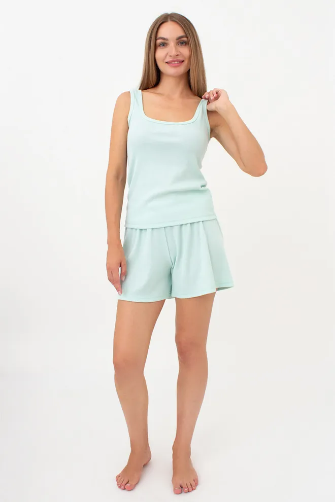 Жіноча майка з квадратним вирізом в рубчик RIB 3815/010 Giulia (fresh mint), зелений