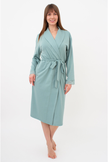 Женский халат на запах с кружевом SEVILLA 7330/011 Giulia (mint), зеленый Женский халат на запах с кружевом SEVILLA 7330/011 Giulia (mint), зеленый